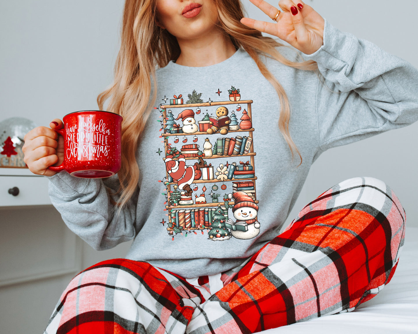 Christmas Bookshelf Crewneck Sweatshirt