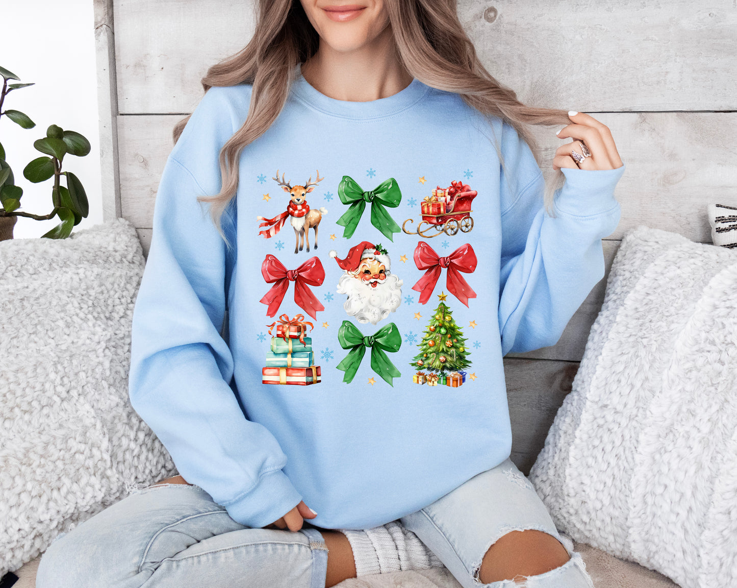Retro Christmas Coquette Crewneck Sweatshirt