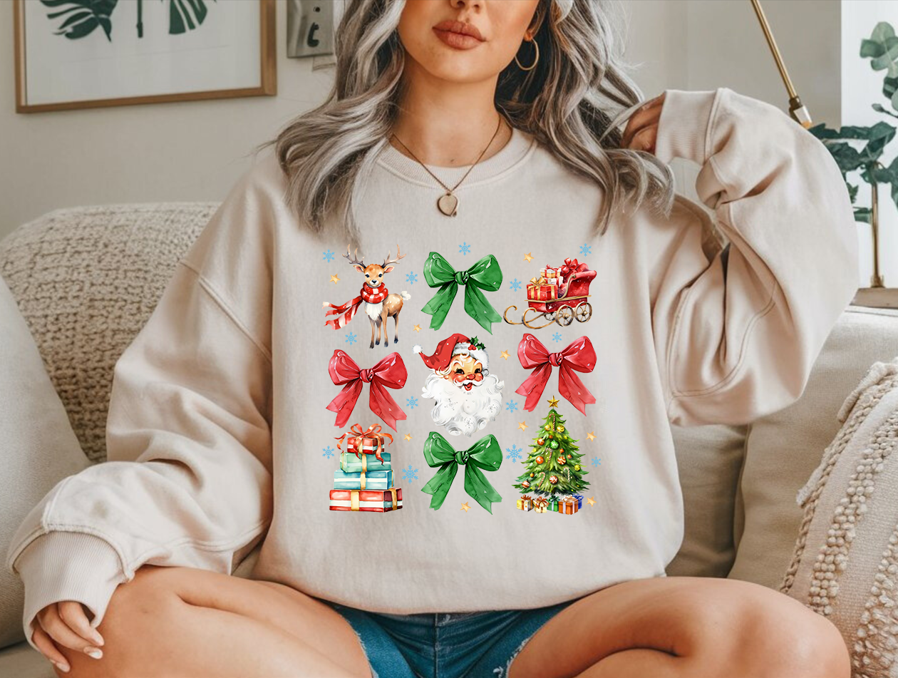 Retro Christmas Coquette Crewneck Sweatshirt